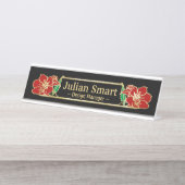 Gold Floral Design mit Frame Desk Name Plate Schreibtischnamensplakette (Vorderseite )