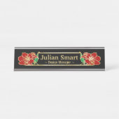 Gold Floral Design mit Frame Desk Name Plate Schreibtischnamensplakette (Vorderseite )
