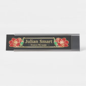 Gold Floral Design mit Frame Desk Name Plate Schreibtischnamensplakette (Vorderseite )
