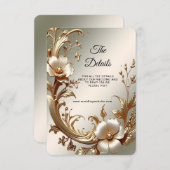 Gold Floral Detail Enclosure Begleitkarte (Vorne/Hinten)