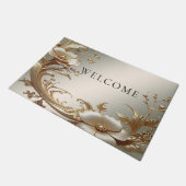 Gold Floral Doormat Fußmatte (Schrägansicht)