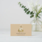 Gold Floral Dress Logo Fashion Event Planner Elfen Visitenkarte (Stehend Vorderseite)