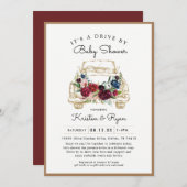Gold Floral Drive durch Babydusche Einladung (Vorne/Hinten)