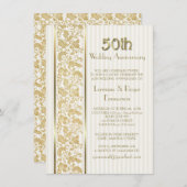 Gold Floral Elegance 50. Hochzeitstag Einladung (Vorne/Hinten)