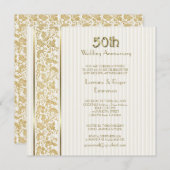 Gold Floral Elegance 50. Hochzeitstag Einladung (Vorne/Hinten)