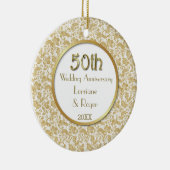 Gold Floral Elegance 50. Hochzeitstag Keramikornament (Rechts)