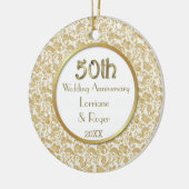 Gold Floral Elegance 50. Hochzeitstag Keramikornament (Links)