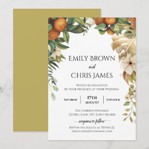 Gold Floral Elegant Eukalyptus Greenerity Weddin Einladung