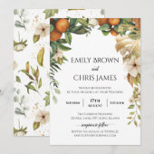 Gold Floral | Elegant Eukalyptus Greenerity Weddin Einladung (Vorne/Hinten)