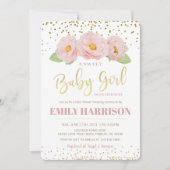 Gold Floral Elegant Sweet Baby Girl Dusche Einladung (Vorderseite)