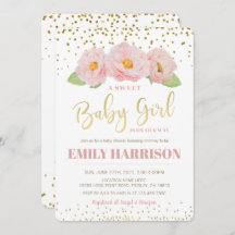 Gold Floral Elegant Sweet Baby Girl Dusche