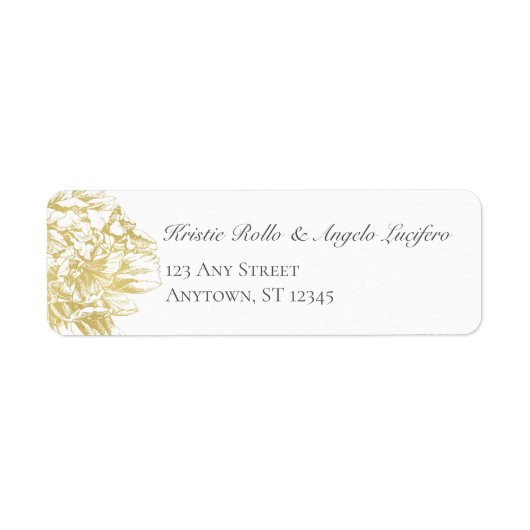 Gold Floral Elegant Wedding Return Label (Vorne)