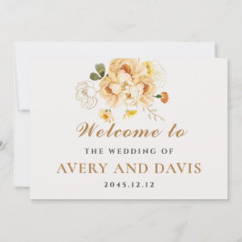 Gold & Floral Elegante Personalisierte Hochzeit Einladung