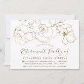 Gold Floral Elegantes Work Retirement Party Einladung (Vorderseite)