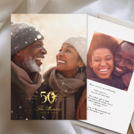 Gold floral embellished 50th Wedding Anniversary Folieneinladung