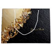 Gold Floral Embellishments Gift Bag Große Geschenktüte (Vorderseite)