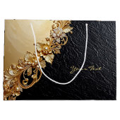 Gold Floral Embellishments Gift Bag Große Geschenktüte (Rückseite)