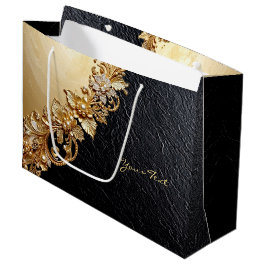 Gold Floral Embellishments Gift Bag Große Geschenktüte