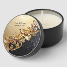 Gold Floral Embellishments Mini Candle Favors