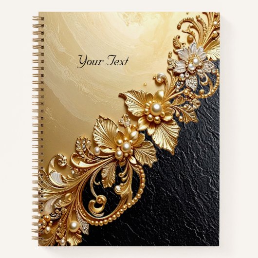 Gold Floral Embellishments Notebook Notizblock (Vorderseite)