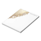 Gold Floral Embellishments Notepad Notizblock (Rotiert)