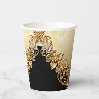 Gold Floral Embellishments Paper Cups Pappbecher