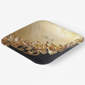 Gold Floral Embellishments Paper Plate Pappteller (Gewinkelt)