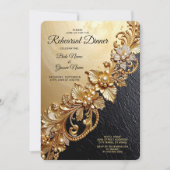 Gold Floral Embellishments Rehearsal Dinner Einladung (Vorderseite)