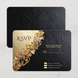 Gold Floral Embellishments RSVP Card Karte