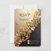 Gold Floral Embellishments RSVP Card Karte (Vorderseite)