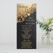 Gold Floral Embellishments Wedding Program Programm (Stehend Vorderseite)