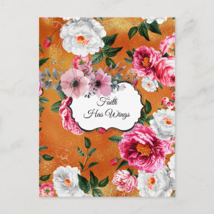 Gold Floral Faith hat Flügel Postkarte
