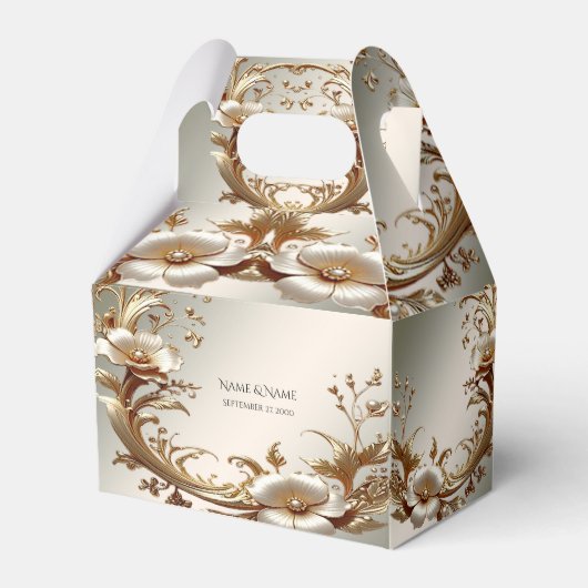 Gold Floral Favor Box Geschenkschachtel (Vorderseite)