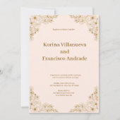 Gold Floral Filipiniana Hochzeit Einladung (Vorderseite)