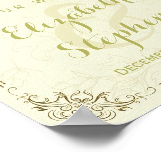 Gold Floral Frame Begrüßungszeichen für Hochzeitse Poster (Ecke)