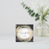Gold Floral Frame QRCode Logo Black Abstarted Quadratische Visitenkarte (Stehend Vorderseite)