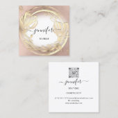 Gold Floral Frame QRCode Logo Rose Weiß Quadratische Visitenkarte (Vorne/Hinten)