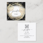 Gold Floral Frame QRCode Logo Schwarz-weiß Quadratische Visitenkarte (Vorne/Hinten)
