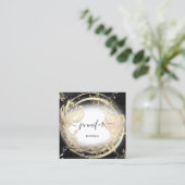 Gold Floral Frame QRCode Logo Schwarz-weiß Quadratische Visitenkarte (Stehend Vorderseite)
