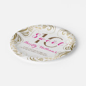 Gold Floral Frame Sweet 16 Template Pappteller (Schrägansicht)