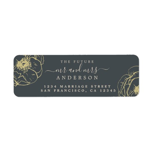 Gold Floral Future Mr. Wedding Rücksendeadresse (Vorne)