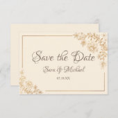 Gold Floral geblüht Save the Date Karte (Vorne/Hinten)