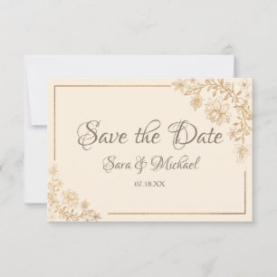 Gold Floral geblüht Save the Date Karte