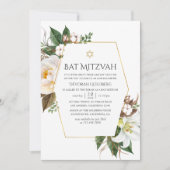 Gold Floral Geometric Bat Mitzvah Einladung (Vorderseite)
