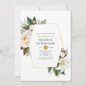 Gold Floral Geometric Bridesmaids Luncheon Einladung (Vorderseite)