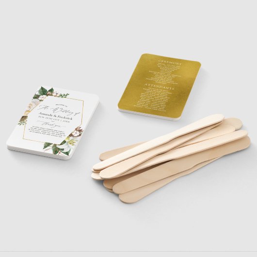 Gold Floral Geometric Wedding Program Fächer (Non-assembled)