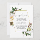 Gold Floral Geometric Wedding Update Einladung (Vorderseite)