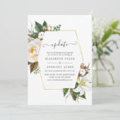 Gold Floral Geometric Wedding Update Einladung (Stehend Vorderseite)