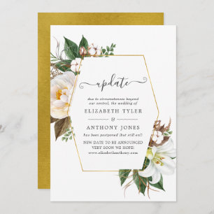 Gold Floral Geometric Wedding Update Einladung