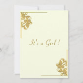 Gold Floral Gerahmt Baby Girl Dusche Einladung (Rückseite)
